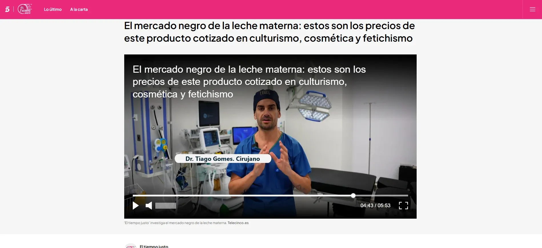 El Dr. Tiago Gomes participa al programa de Telecinco, “El tiempo justo”